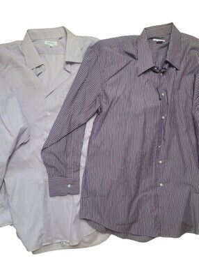 Barneys New York Men's Purple Stripe Dress Shirt Bundle Size 18